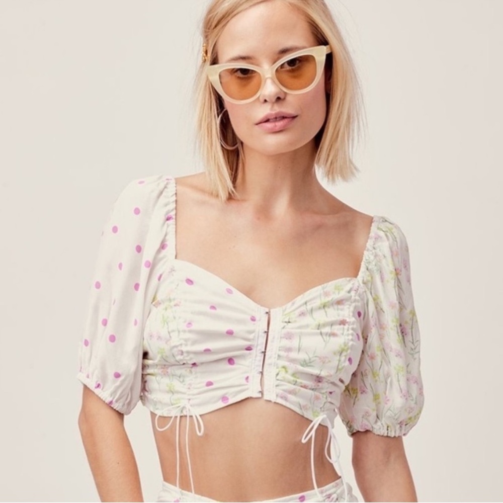 NWT For Love And Lemons Strudel Floral Crop Garden Blouse Sz Medium M $150 New